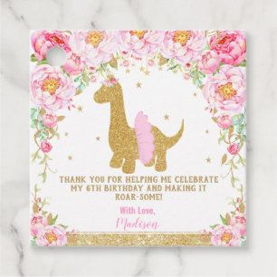 Étiquettes Cadeau Floral Dinosaur fête d'anniversaire Merci Favorise