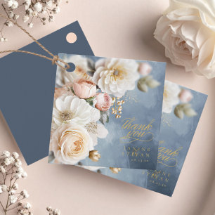 Étiquettes Cadeau Floral Drama Mariage Merci bleu ID1022