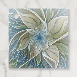 Étiquettes Cadeau Floral Dream Motif Abstrait Blue Khaki Custom