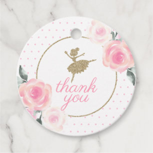 Étiquettes Cadeau Floral et Gold Ballerina merci pour