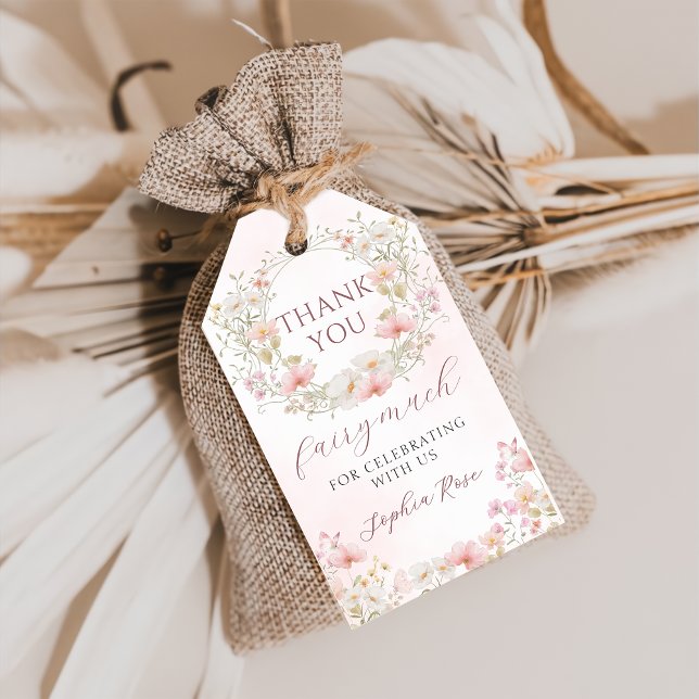 Étiquettes-cadeau Floral Fairy Garden Birthday Baby Shower Gift Tags (Créateur téléchargé)