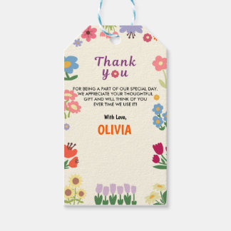 Étiquettes-cadeau Floral Flower Girl Anniversaire 5e Merci