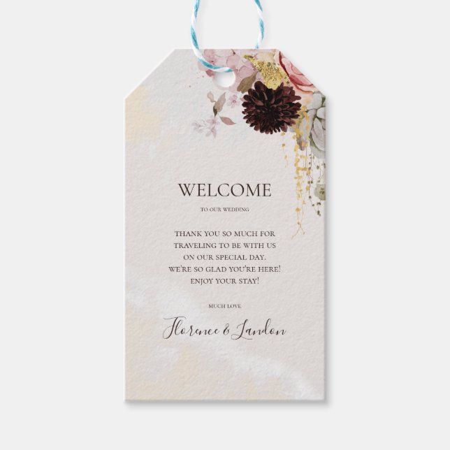 Étiquettes-cadeau Floral flush moderne | Accueil du Mariage aquarell (Devant)