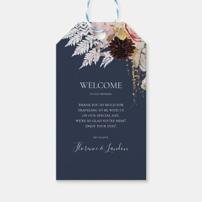 Étiquettes-cadeau Floral flush moderne | Bienvenue au Mariage de la  (Devant)