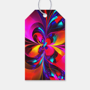 Étiquettes-cadeau Floral moderne Art Abstrait Rouge Bleu Motif #07