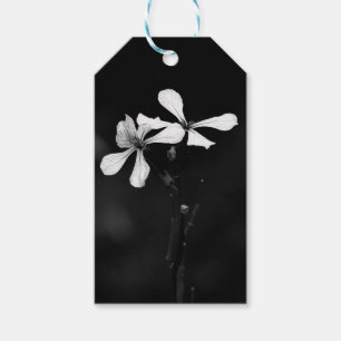Étiquettes-cadeau floral noir et blanc minimal