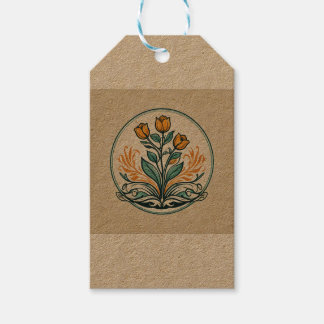 Étiquettes-cadeau Floral orange