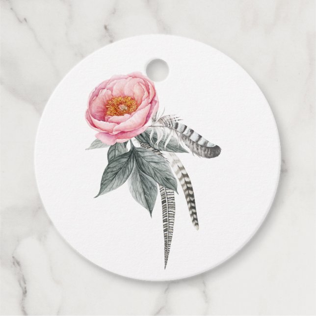 Étiquettes Cadeau Floral Pastel Pink and Grey Boho (Devant)