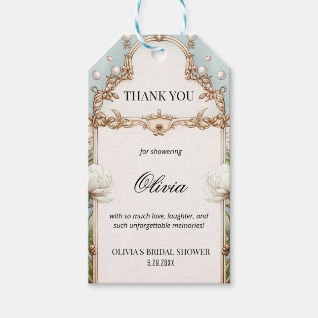 Étiquettes-cadeau Floral Pearls Prosecco Bridal Shower Favor  (Devant)