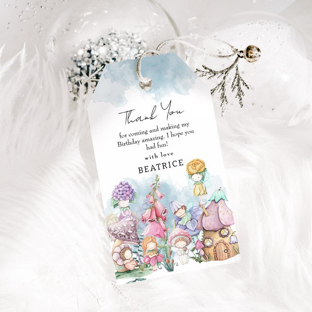Étiquettes-cadeau Floral Petites Fées Anniversaire Merci Favor (Créateur téléchargé)