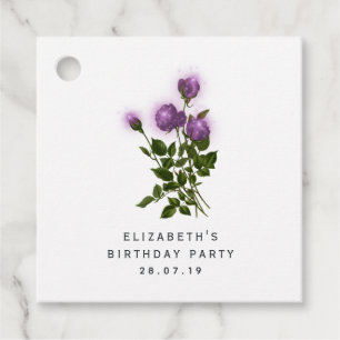 Étiquettes Cadeau Floral pourpre et ivoire