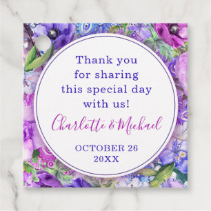 Étiquettes Cadeau Floral Purple Paisley Merci Mariage