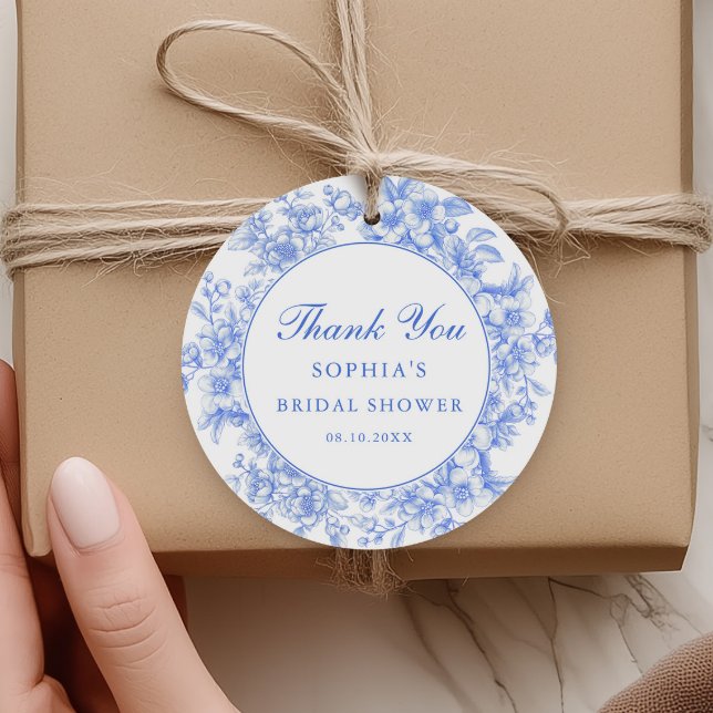 Étiquettes Cadeau Floral Quelque chose de Fête des mariées bleu Merc (Créateur téléchargé)