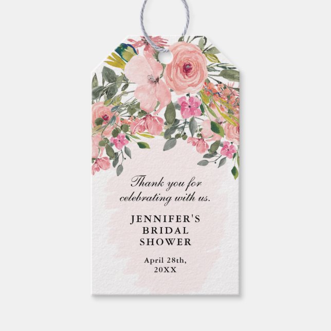 Étiquettes-cadeau Floral rose pâle (Devant)