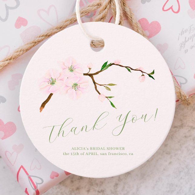 Étiquettes Cadeau Floral rose vif douche nuptiale merci pour (Créateur téléchargé)