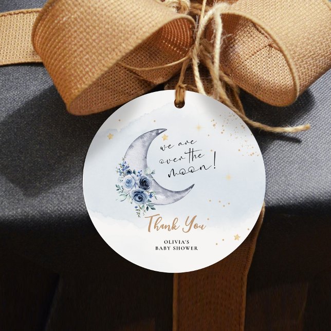Étiquettes Cadeau Floral Sur Le Baby shower Lune (Créateur téléchargé)