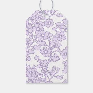 Étiquettes-cadeau Floral Trellis Purple - White