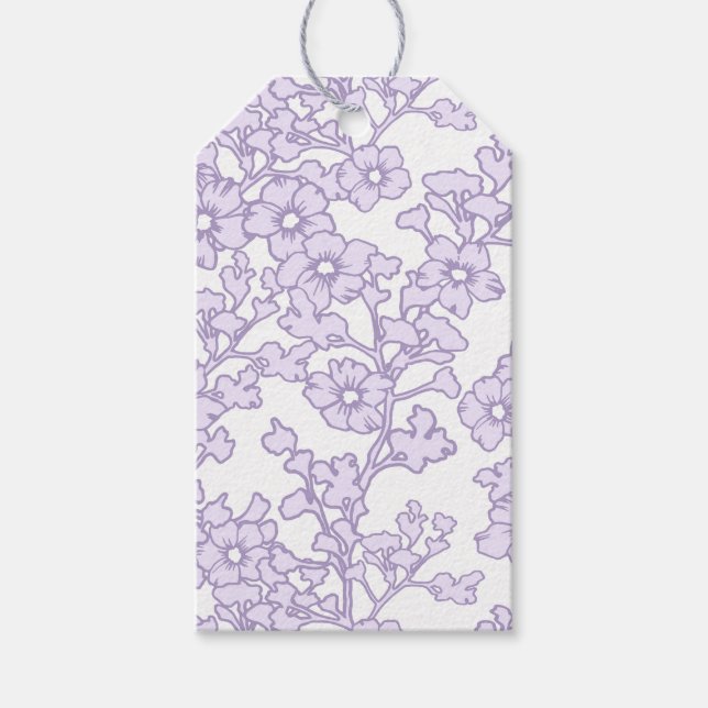 Étiquettes-cadeau Floral Trellis Purple - White (Devant)
