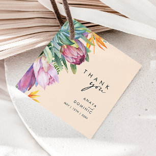 Étiquettes Cadeau Floral tropical coloré Merci de pêche