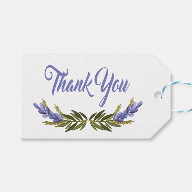 Étiquettes-cadeau Floral violet Merci Lavande (Devant (Horizontal))