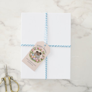 Étiquettes-cadeau Floral Wreath & Family Photo Personalized Easter 