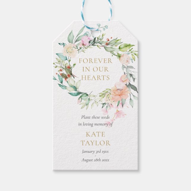 Étiquettes-cadeau Floral Wreath Funeral Seed Packet Photo (Devant)