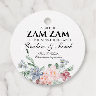 Étiquettes Cadeau Floral zamzam water nikah muslim wedding