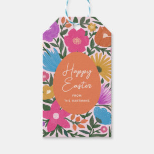 Étiquettes-cadeau Florales colorées audacieuses Élégantes Pâques   O