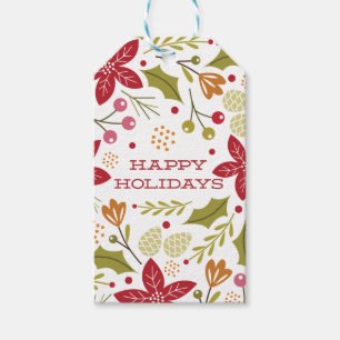 Étiquettes-cadeau Florales de vacances - Joyeuses fêtes Tags cadeaux