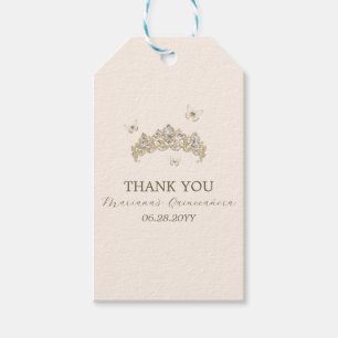 Étiquettes-cadeau Florales d'hiver en argent blanc Quinceañera