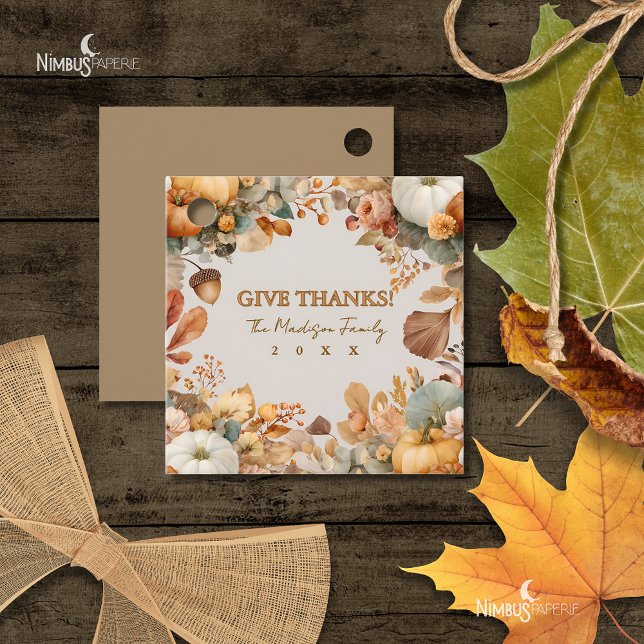 Étiquettes Cadeau Flore bouchée Thanksgiving Favags (Créateur téléchargé)