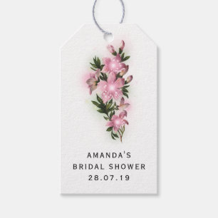 Étiquettes-cadeau Flore rose Iridescente et dentelle