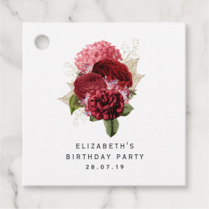 Étiquettes Cadeau Flore rouge et or