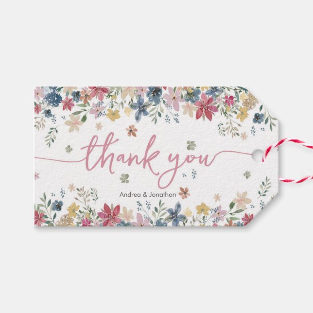 Étiquettes-cadeau Flower Meadow merci pour les balises (Devant (Horizontal))