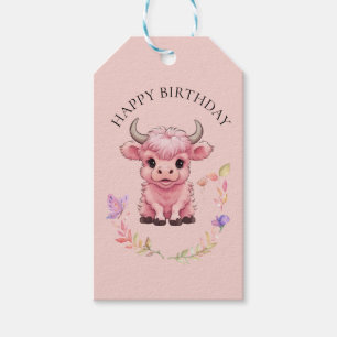 Étiquettes-cadeau Fluffy Rose Highlands Scottish Cow