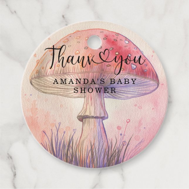 Étiquettes Cadeau Fly baby shower agaric merci (Devant)