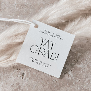 Étiquettes Cadeau Fois moderne Minimal Yay Grad Merci Grad Graduatio