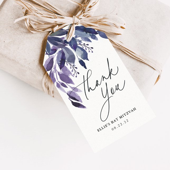 Étiquettes-cadeau Foliage abondant Violet Merci botanique Favoriser (Créateur téléchargé)