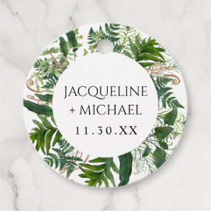 Étiquettes Cadeau Foliage de la forêt d'Emeraude Aquarelle Verdure M