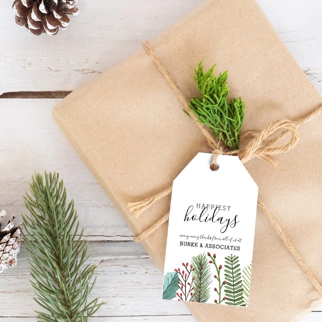 Étiquettes-cadeau Foliage de verdure d'hiver fantasque Personnalisé (Holiday Foliage Christmas Personalized Gift Tags)