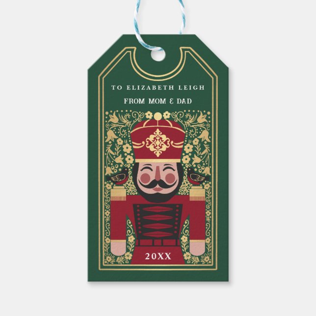 Étiquettes-cadeau Folk Nutcracker Christmas Personalized Ornament (Devant)