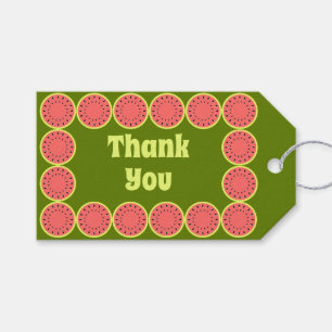 Étiquettes-cadeau Fond de pastèque Merci rose jaune vert arrière