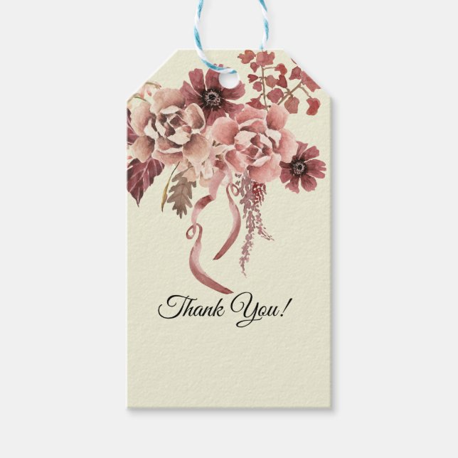 Étiquettes-cadeau *Fond en crème à l'aquarelle avec des floraisons a (Devant)