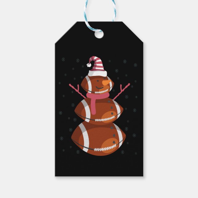 Étiquettes-cadeau Foot Rugby Snowman Christmas (Devant)