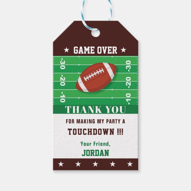 Étiquettes-cadeau Football Anniversaire Fête Merci Favoriser (Devant)
