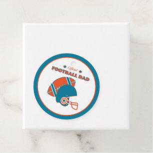 Étiquettes Cadeau Football papa sportifs amateurs orange bleu vintag