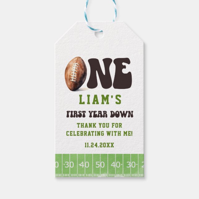 Étiquettes-cadeau Football Première année en bas Merci favorise (Devant)
