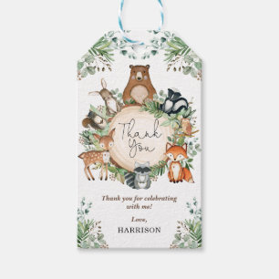 Étiquettes-cadeau Forêt botanique mignonne Bois Animaux Merci