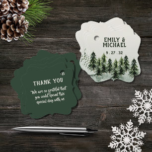 Étiquettes Cadeau Forêt de montagne verte blanche noire