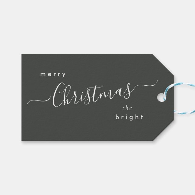 Étiquettes-cadeau Forêt de Noël moderne à la mode vert foncé (Devant (Horizontal))